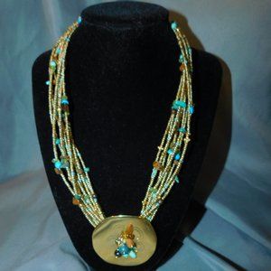 JOAN RIVERS NECKLACE~ GOLDTONE WITH BEADS CHOCKER